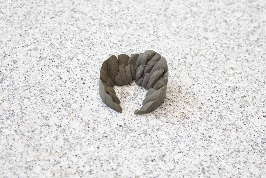 <p><em>Many deliberated</em>, necuron, aluminium powder, steel, brooch. 60 x 60 x 35 mm, 2014 &copy; Patr&iacute;cia Domingues.</p>